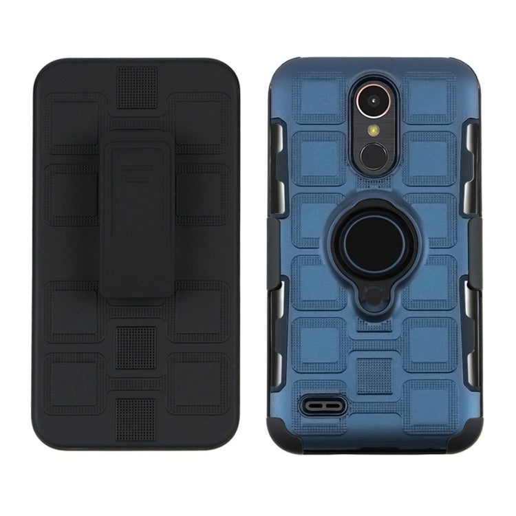 For LG K10 (2017) EU / US Version 3 In 1 Cube PC + TPU Protective Case with 360 Degrees Rotate Black Ring Holder