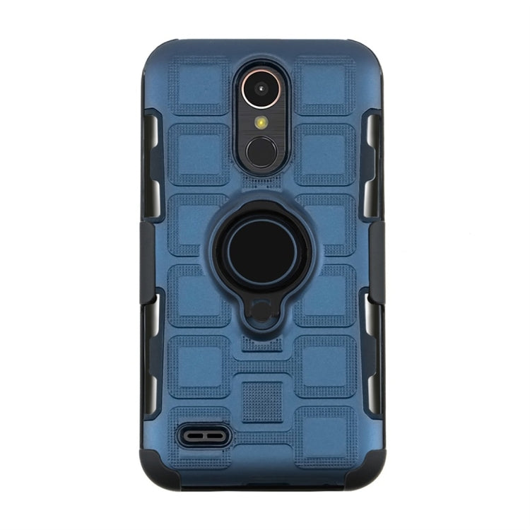 For LG K10 (2017) EU / US Version 3 In 1 Cube PC + TPU Protective Case with 360 Degrees Rotate Black Ring Holder