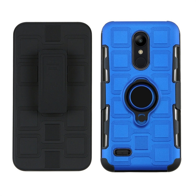 For LG K10 (2018) EU / US Version 3 In 1 Cube PC + TPU Protective Case with 360 Degrees Rotate Black Ring Holder