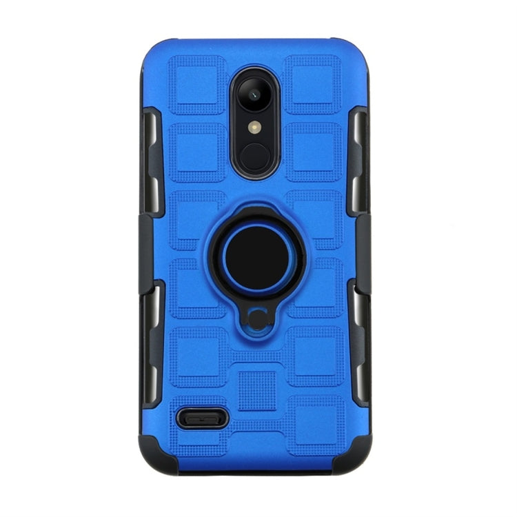 For LG K10 (2018) EU / US Version 3 In 1 Cube PC + TPU Protective Case with 360 Degrees Rotate Black Ring Holder