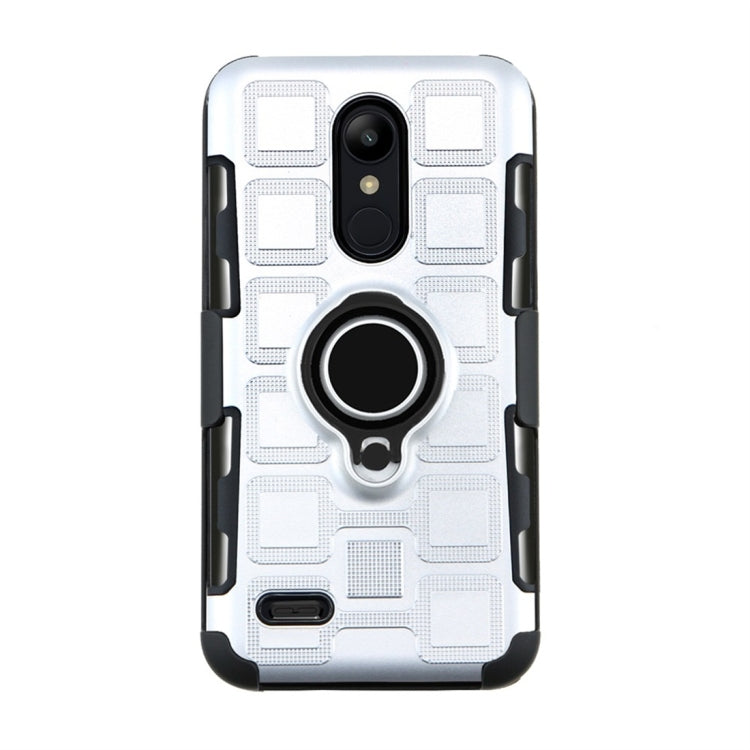 For LG K10 (2018) EU / US Version 3 In 1 Cube PC + TPU Protective Case with 360 Degrees Rotate Black Ring Holder