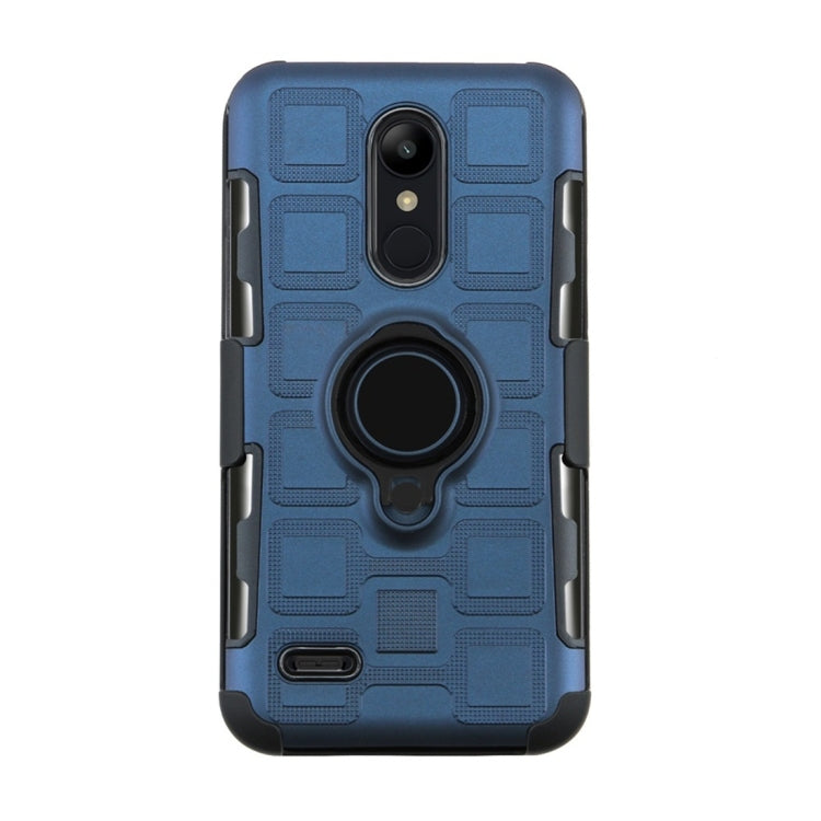 For LG K10 (2018) EU / US Version 3 In 1 Cube PC + TPU Protective Case with 360 Degrees Rotate Black Ring Holder