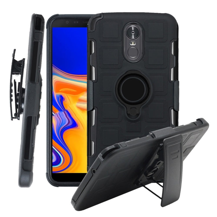 For LG Stylo 3 3 In 1 Cube PC + TPU Protective Case with 360 Degrees Rotate Black Ring Holder