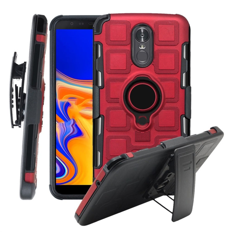 For LG Stylo 3 3 In 1 Cube PC + TPU Protective Case with 360 Degrees Rotate Black Ring Holder