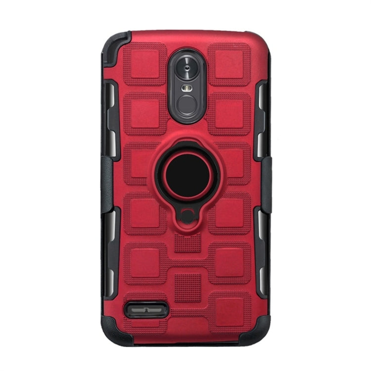 For LG Stylo 3 3 In 1 Cube PC + TPU Protective Case with 360 Degrees Rotate Black Ring Holder