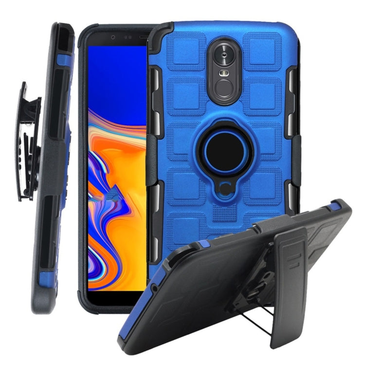 For LG Stylo 3 3 In 1 Cube PC + TPU Protective Case with 360 Degrees Rotate Black Ring Holder