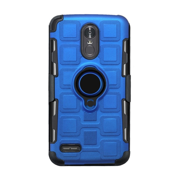 For LG Stylo 3 3 In 1 Cube PC + TPU Protective Case with 360 Degrees Rotate Black Ring Holder