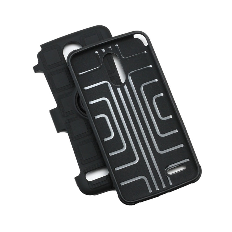 For LG Stylo 3 3 In 1 Cube PC + TPU Protective Case with 360 Degrees Rotate Black Ring Holder