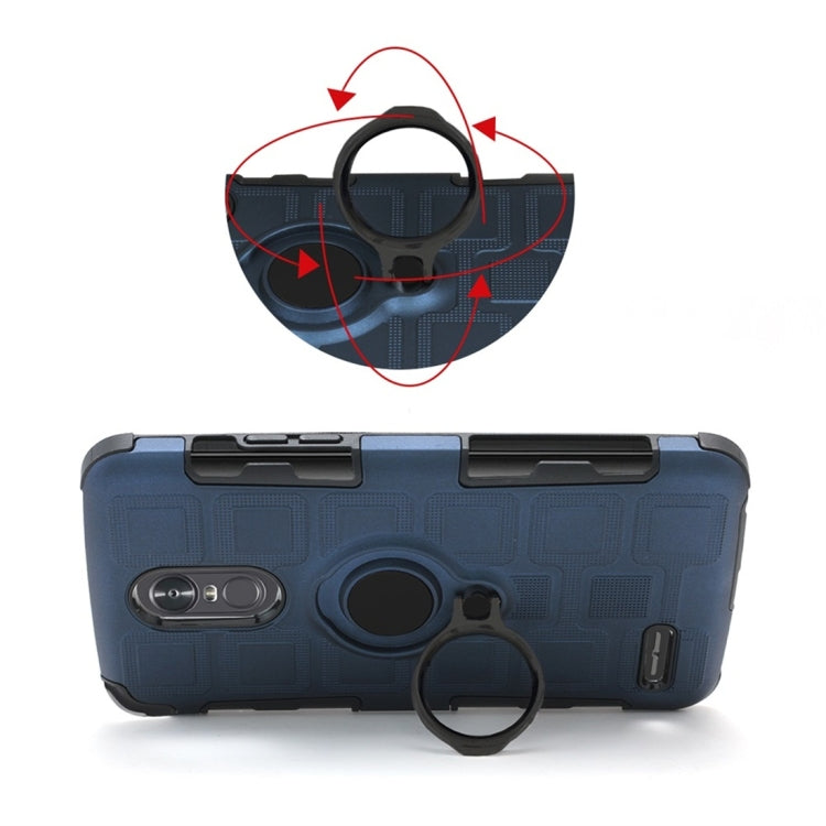 For LG Stylo 3 3 In 1 Cube PC + TPU Protective Case with 360 Degrees Rotate Black Ring Holder