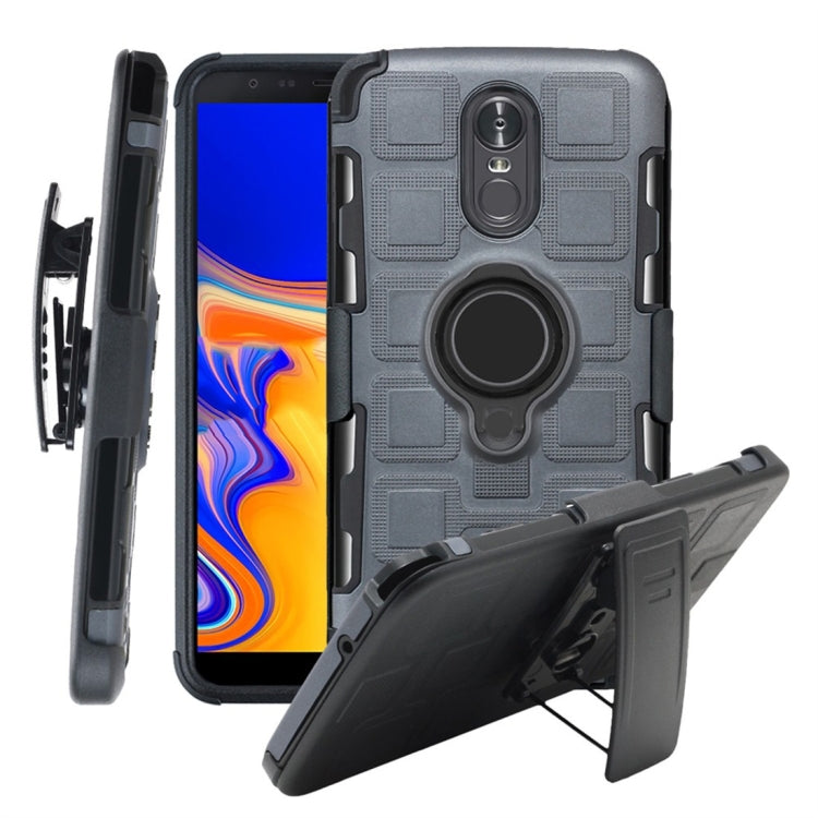 For LG Stylo 3 3 In 1 Cube PC + TPU Protective Case with 360 Degrees Rotate Black Ring Holder