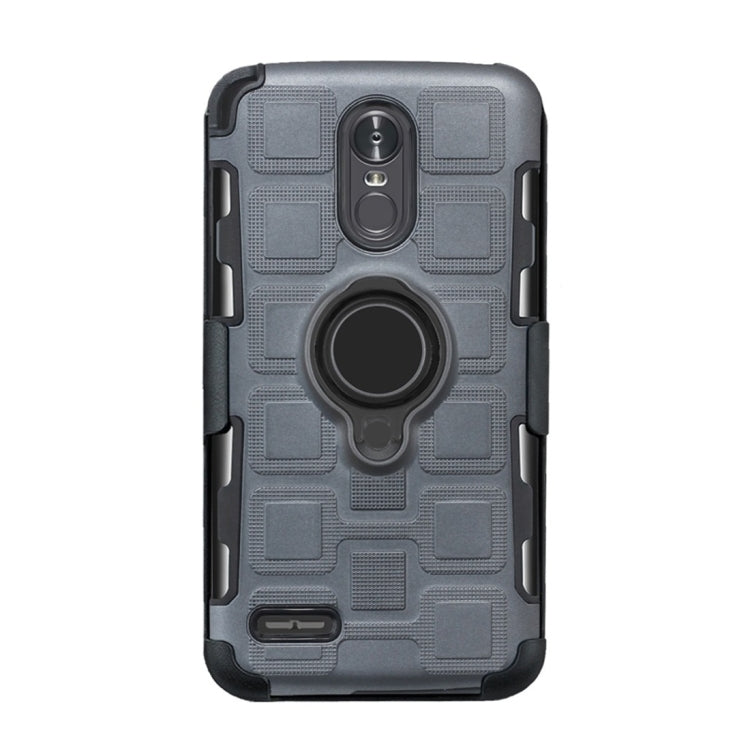 For LG Stylo 3 3 In 1 Cube PC + TPU Protective Case with 360 Degrees Rotate Black Ring Holder