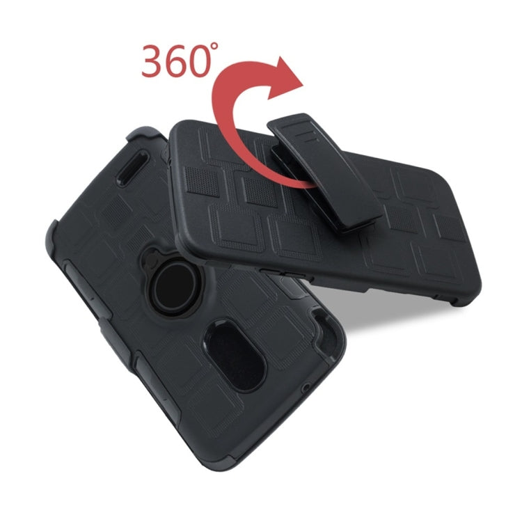 For LG Stylo 3 3 In 1 Cube PC + TPU Protective Case with 360 Degrees Rotate Black Ring Holder