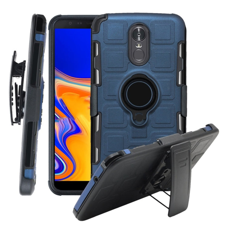 For LG Stylo 3 3 In 1 Cube PC + TPU Protective Case with 360 Degrees Rotate Black Ring Holder