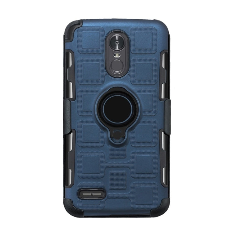 For LG Stylo 3 3 In 1 Cube PC + TPU Protective Case with 360 Degrees Rotate Black Ring Holder