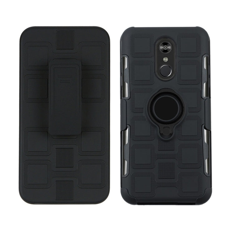 For LG Q Stylo 4 / Q Stylus 3 In 1 Cube PC + TPU Protective Case with 360 Degrees Rotate Black Ring Holder
