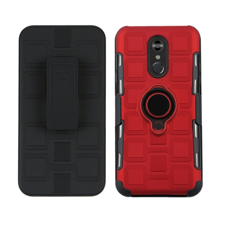 For LG Q Stylo 4 / Q Stylus 3 In 1 Cube PC + TPU Protective Case with 360 Degrees Rotate Black Ring Holder