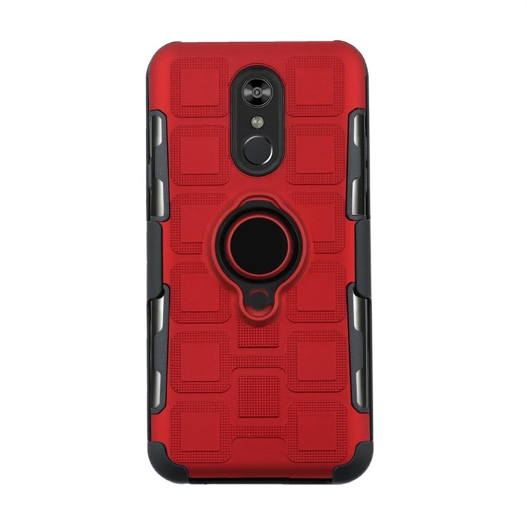 For LG Q Stylo 4 / Q Stylus 3 In 1 Cube PC + TPU Protective Case with 360 Degrees Rotate Black Ring Holder