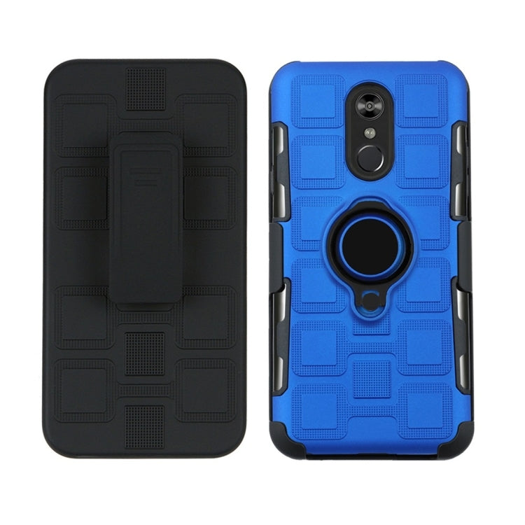 For LG Q Stylo 4 / Q Stylus 3 In 1 Cube PC + TPU Protective Case with 360 Degrees Rotate Black Ring Holder