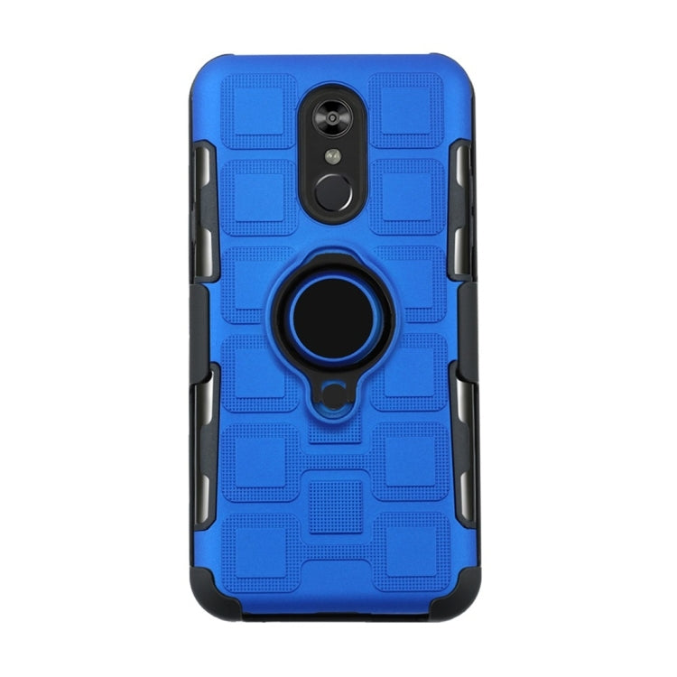 For LG Q Stylo 4 / Q Stylus 3 In 1 Cube PC + TPU Protective Case with 360 Degrees Rotate Black Ring Holder
