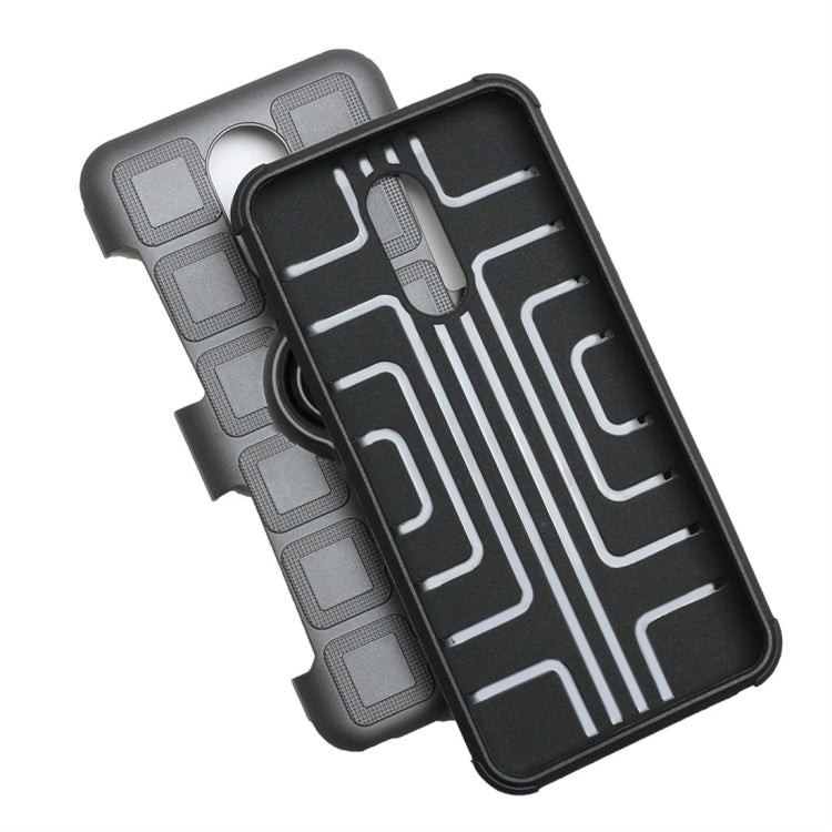 For LG Q Stylo 4 / Q Stylus 3 In 1 Cube PC + TPU Protective Case with 360 Degrees Rotate Black Ring Holder