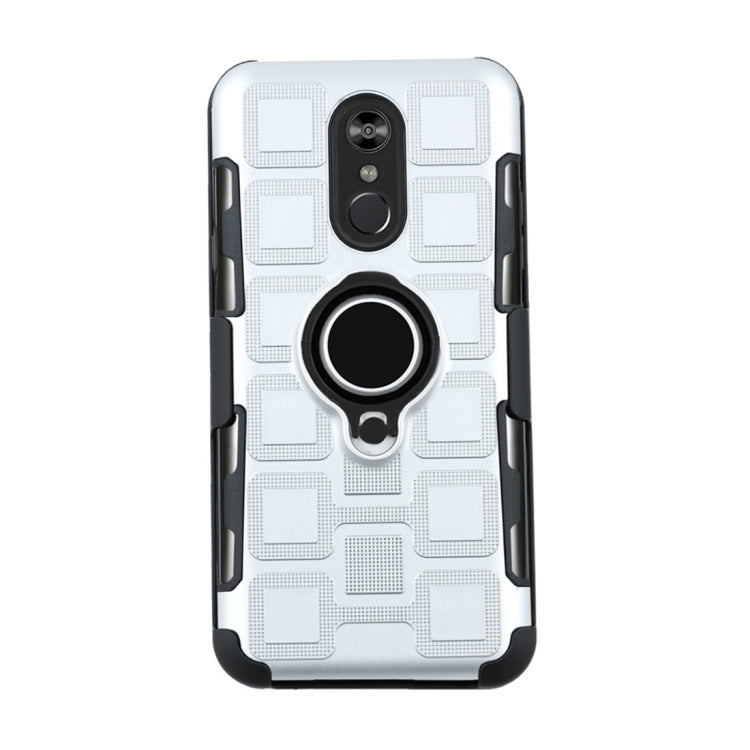 For LG Q Stylo 4 / Q Stylus 3 In 1 Cube PC + TPU Protective Case with 360 Degrees Rotate Black Ring Holder
