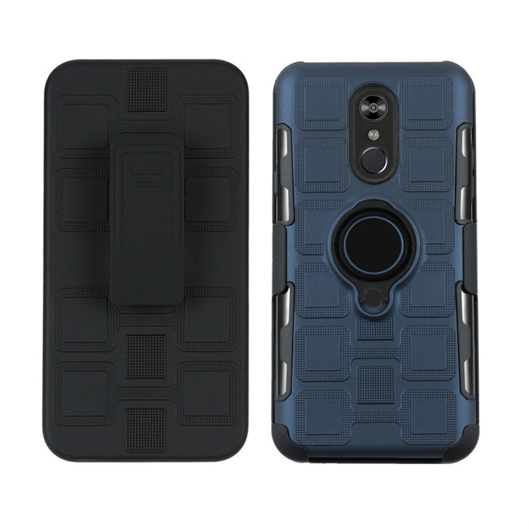 For LG Q Stylo 4 / Q Stylus 3 In 1 Cube PC + TPU Protective Case with 360 Degrees Rotate Black Ring Holder
