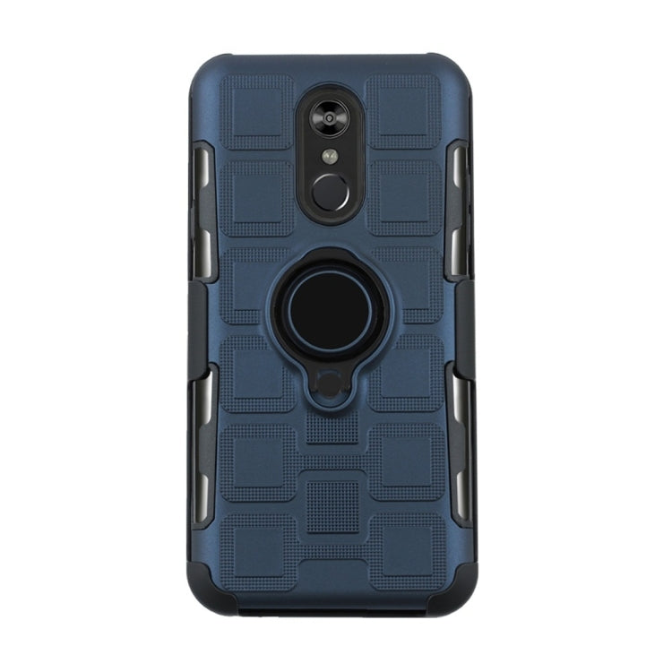 For LG Q Stylo 4 / Q Stylus 3 In 1 Cube PC + TPU Protective Case with 360 Degrees Rotate Black Ring Holder