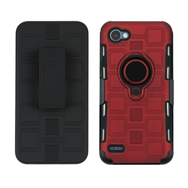 For LG Q6 3 In 1 Cube PC + TPU Protective Case with 360 Degrees Rotate Black Ring Holder