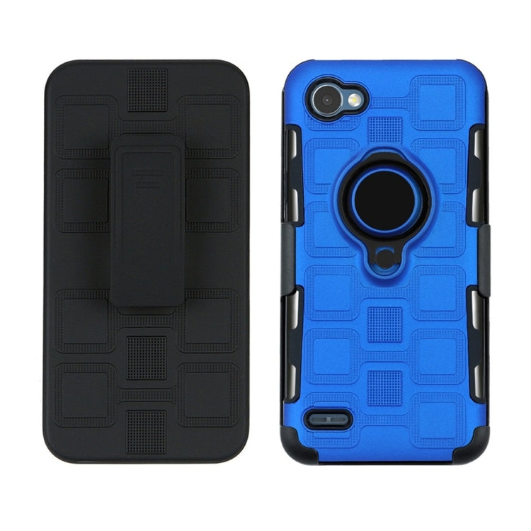 For LG Q6 3 In 1 Cube PC + TPU Protective Case with 360 Degrees Rotate Black Ring Holder
