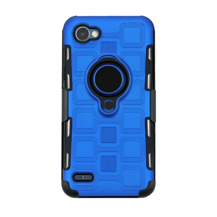 For LG Q6 3 In 1 Cube PC + TPU Protective Case with 360 Degrees Rotate Black Ring Holder