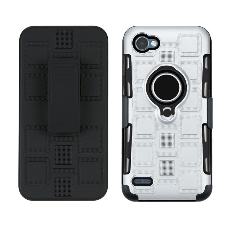 For LG Q6 3 In 1 Cube PC + TPU Protective Case with 360 Degrees Rotate Black Ring Holder