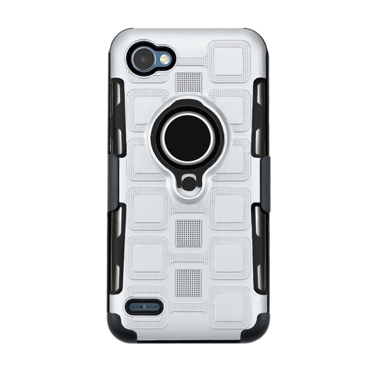 For LG Q6 3 In 1 Cube PC + TPU Protective Case with 360 Degrees Rotate Black Ring Holder