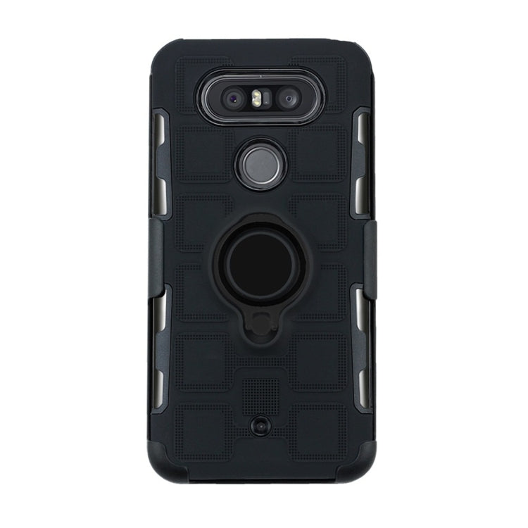 For LG Q8 3 In 1 Cube PC + TPU Protective Case with 360 Degrees Rotate Black Ring Holder