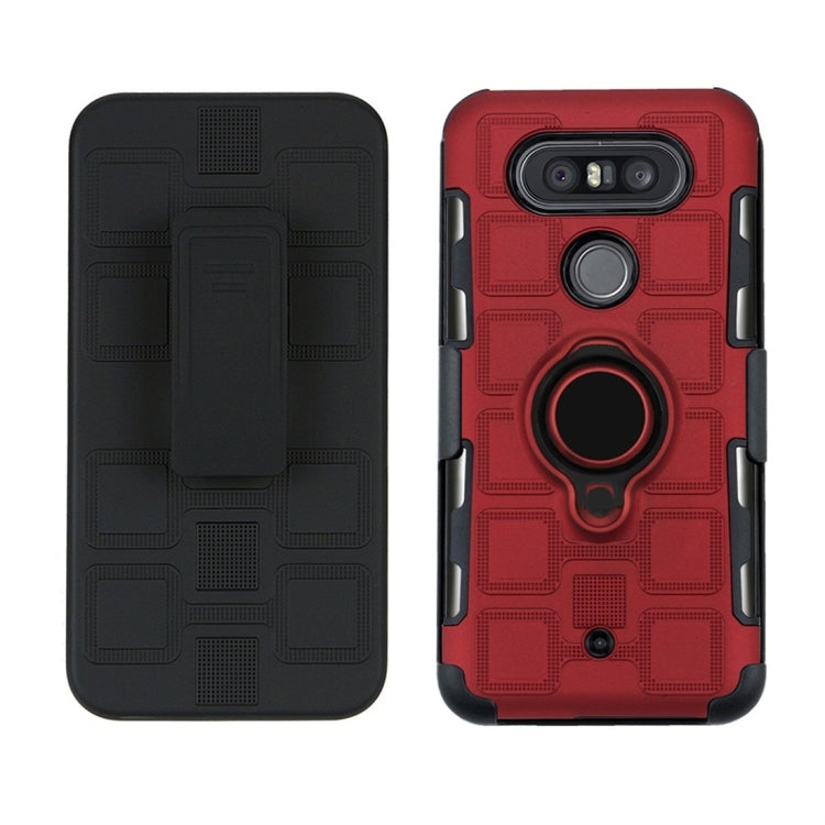 For LG Q8 3 In 1 Cube PC + TPU Protective Case with 360 Degrees Rotate Black Ring Holder