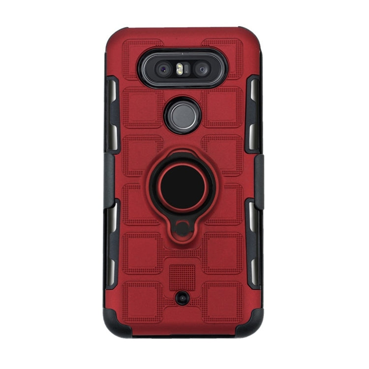 For LG Q8 3 In 1 Cube PC + TPU Protective Case with 360 Degrees Rotate Black Ring Holder