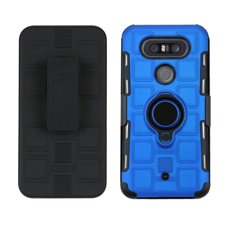 For LG Q8 3 In 1 Cube PC + TPU Protective Case with 360 Degrees Rotate Black Ring Holder
