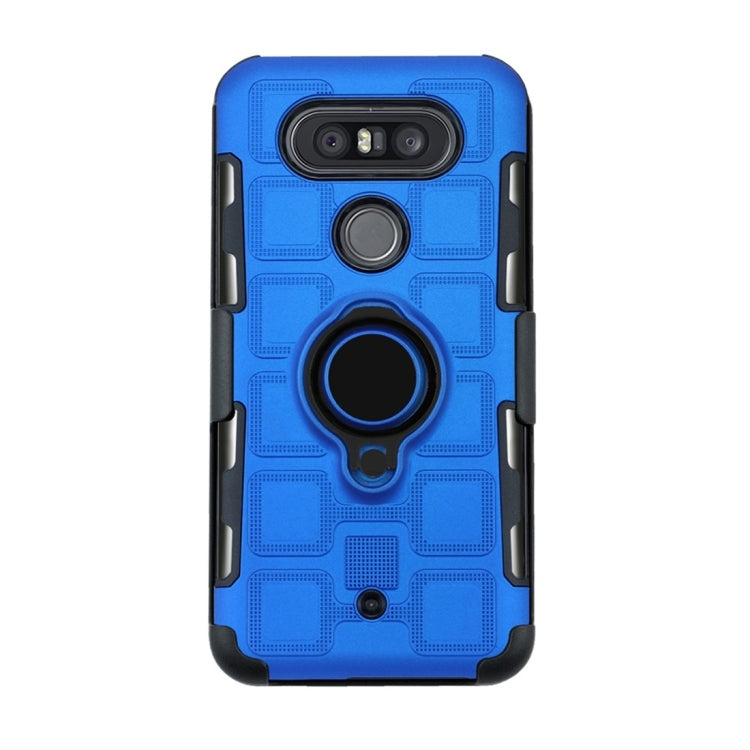 For LG Q8 3 In 1 Cube PC + TPU Protective Case with 360 Degrees Rotate Black Ring Holder
