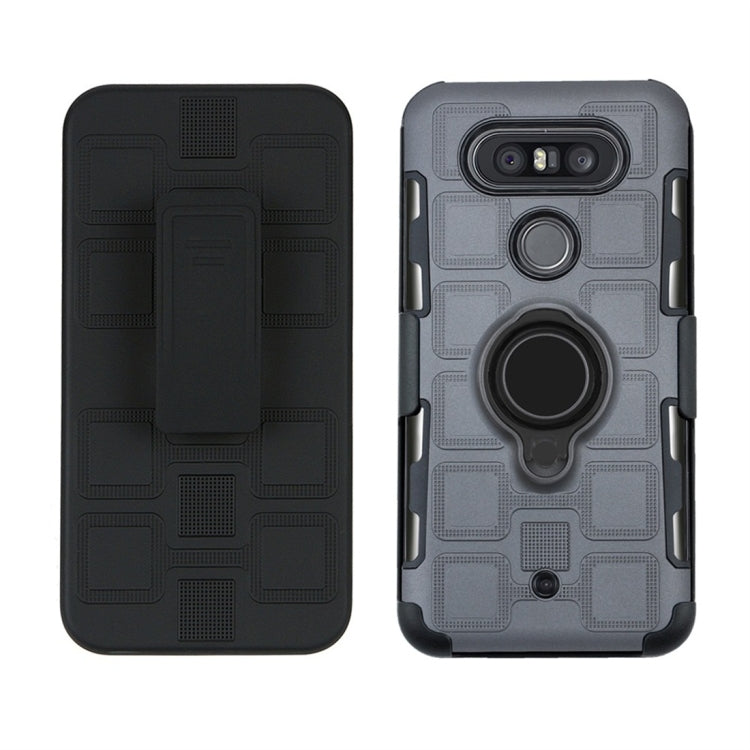 For LG Q8 3 In 1 Cube PC + TPU Protective Case with 360 Degrees Rotate Black Ring Holder