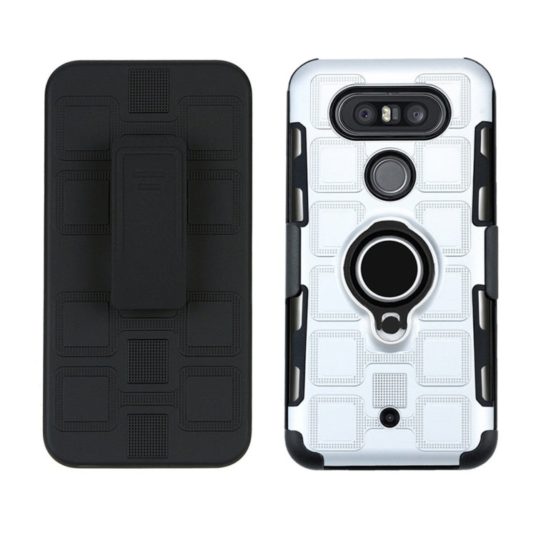 For LG Q8 3 In 1 Cube PC + TPU Protective Case with 360 Degrees Rotate Black Ring Holder