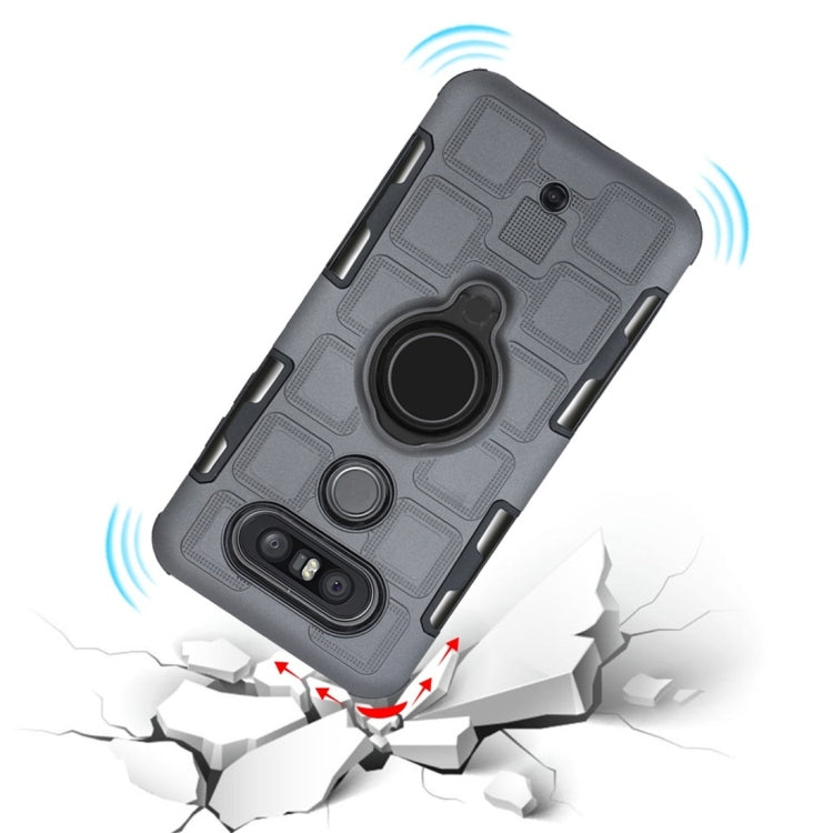 For LG Q8 3 In 1 Cube PC + TPU Protective Case with 360 Degrees Rotate Black Ring Holder