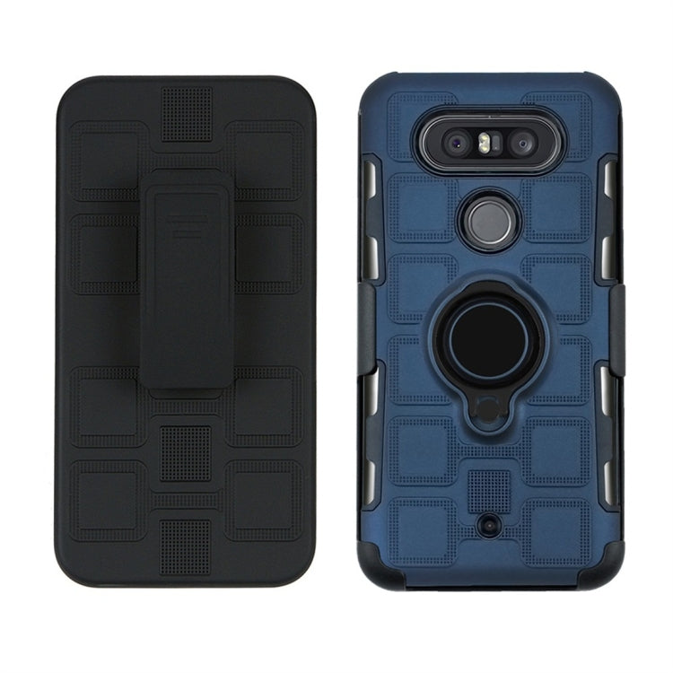 For LG Q8 3 In 1 Cube PC + TPU Protective Case with 360 Degrees Rotate Black Ring Holder