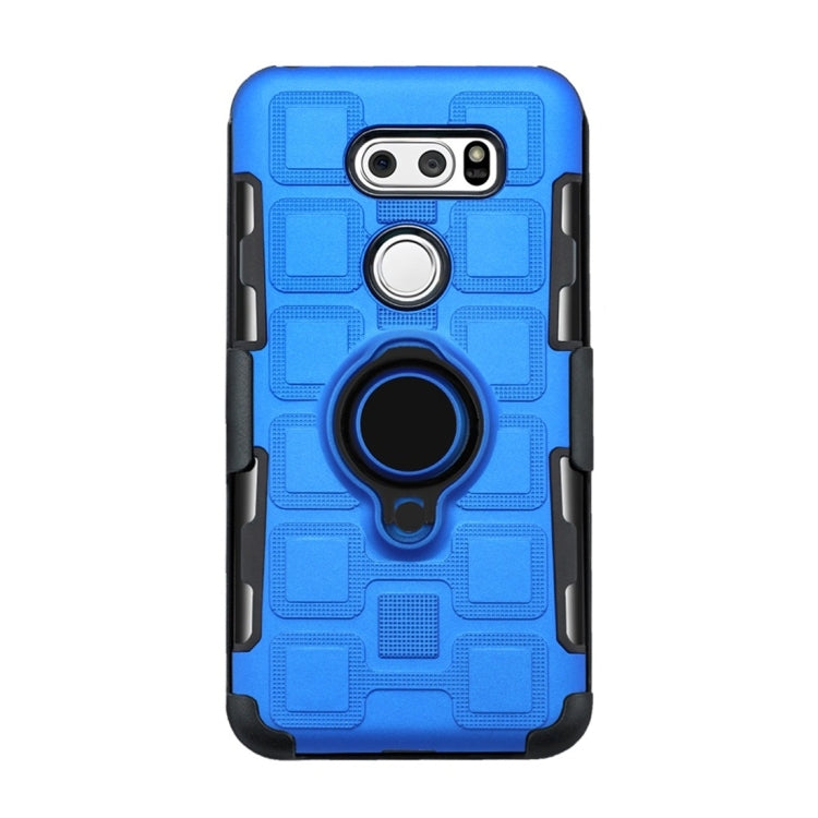 For LG V30 3 In 1 Cube PC + TPU Protective Case with 360 Degrees Rotate Black Ring Holder