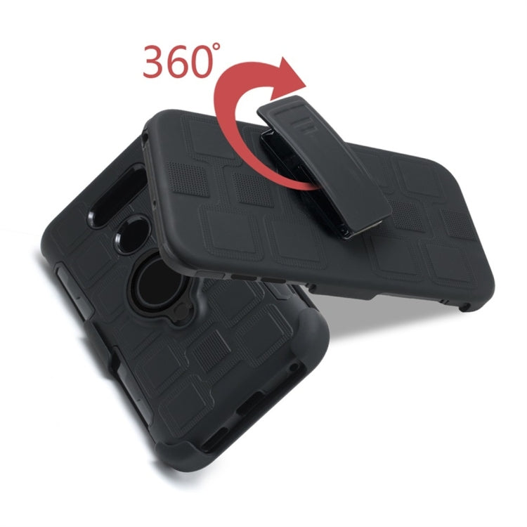 For LG V30 3 In 1 Cube PC + TPU Protective Case with 360 Degrees Rotate Black Ring Holder