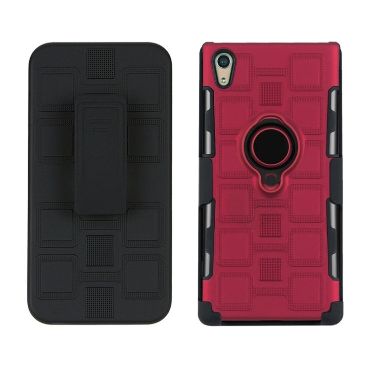 For Sony Xperia XA1 Ultra 3 In 1 Cube PC + TPU Protective Case with 360 Degrees Rotate Black Ring Holder