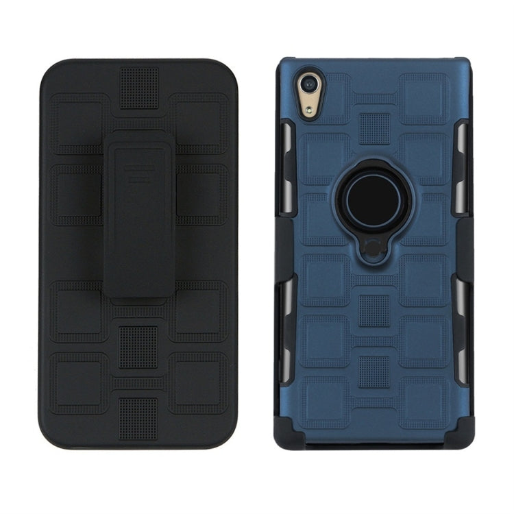 For Sony Xperia XA1 Ultra 3 In 1 Cube PC + TPU Protective Case with 360 Degrees Rotate Black Ring Holder