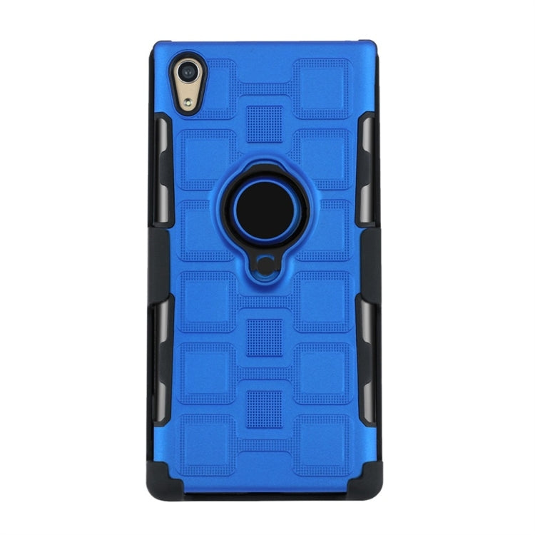 For Sony Xperia XA1 3 In 1 Cube PC + TPU Protective Case with 360 Degrees Rotate Black Ring Holder