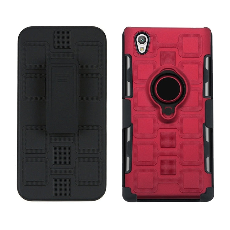 For Sony Xperia L1 3 In 1 Cube PC + TPU Protective Case with 360 Degrees Rotate Black Ring Holder