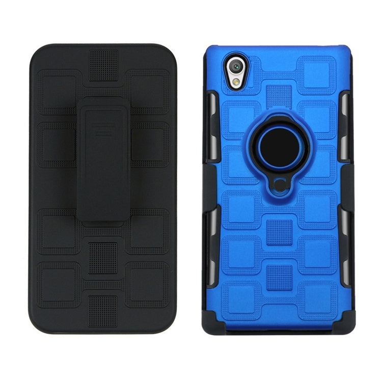 For Sony Xperia L1 3 In 1 Cube PC + TPU Protective Case with 360 Degrees Rotate Black Ring Holder