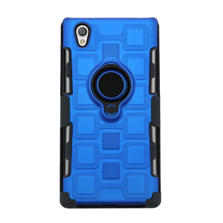 For Sony Xperia L1 3 In 1 Cube PC + TPU Protective Case with 360 Degrees Rotate Black Ring Holder