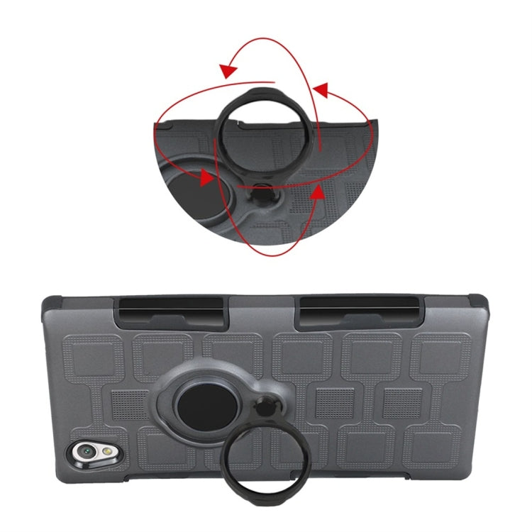 For Sony Xperia L1 3 In 1 Cube PC + TPU Protective Case with 360 Degrees Rotate Black Ring Holder